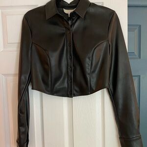 Fleur du Mal vegan leather crop shirt